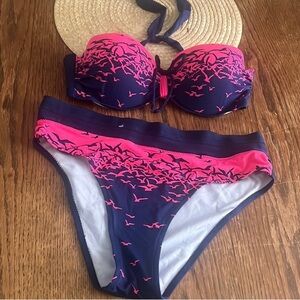 Stylish Pink and Navy Bikini Set